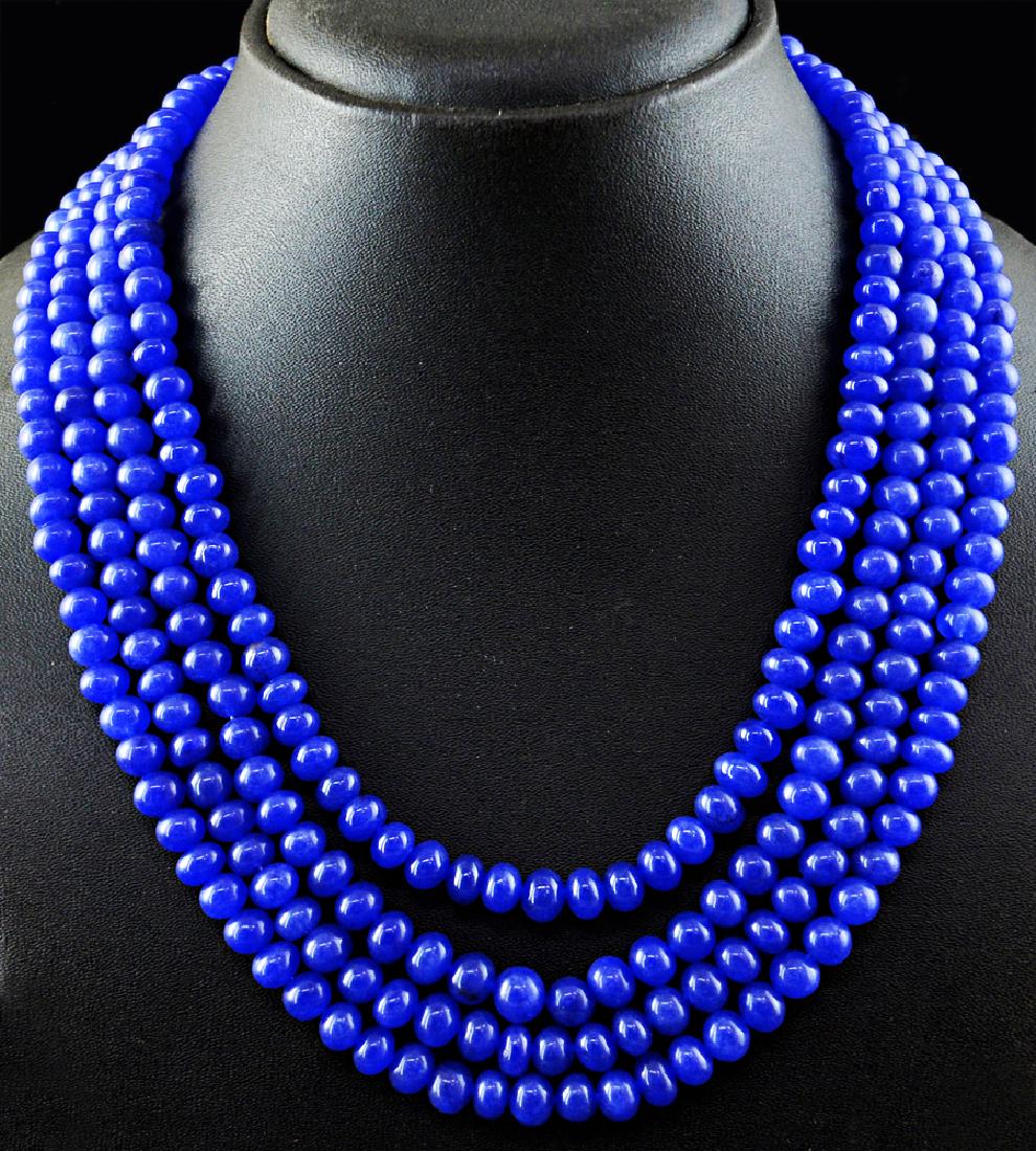 Royal Blue Sapphire Round Beads Necklace (1 of 2)