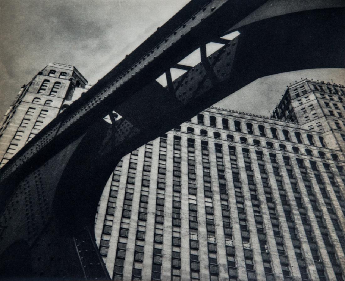 FRED G. KORTH - Steel and Stone: Artist: Fred G. Korth Title: Steel and Stone Medium: Sheet Fed Gravure, 1935, USA Dimensions: 7x8.4" Heat Wax Mounted on 11x14" Conservation Board Please note that this lot has a confidential reserve.