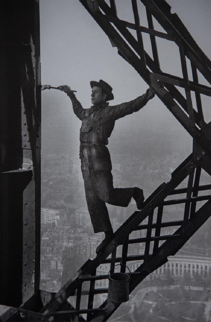 MARC RIBOUD - Painting the Eiffel Tower, Paris, 1955: Artist: Marc Riboud Title: Painting the Eiffel Tower, Paris, 1955 Medium: Photo Litho, 1988, Switzerland Dimensions: 6.75x10" Heat Wax Mounted on 12x16" Conservation Board Marc Riboud (1923 Â– 2016