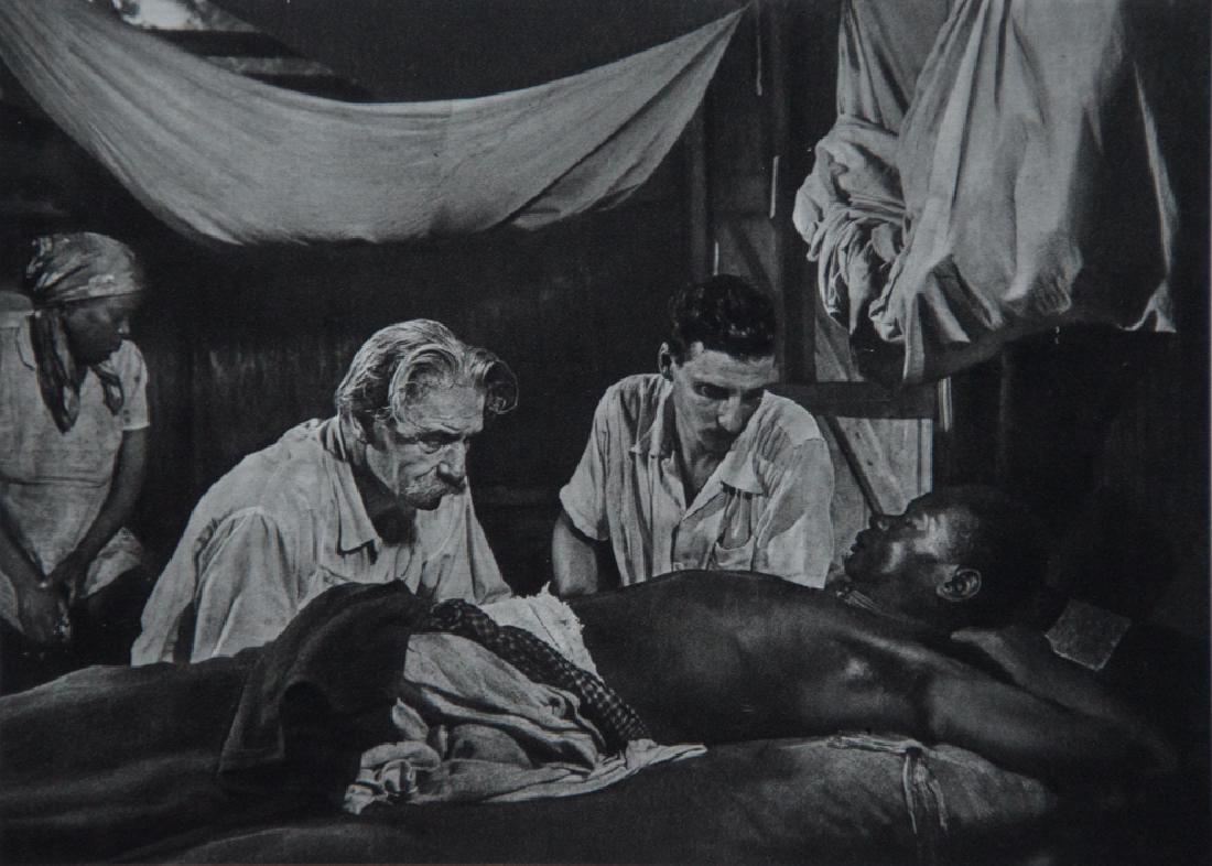 W. EUGENE SMITH - Dr. Albert Schweitzer, 1954: Artist: W. Eugene Smith Title: Dr. Albert Schweitzer, 1954 Medium: Sheet Fed Gravure, 1972, France Dimensions: 7x5" Heat Wax Mounted on 11x14" Conservation Board W. Eugene Smith (1918-1978) was an Ame