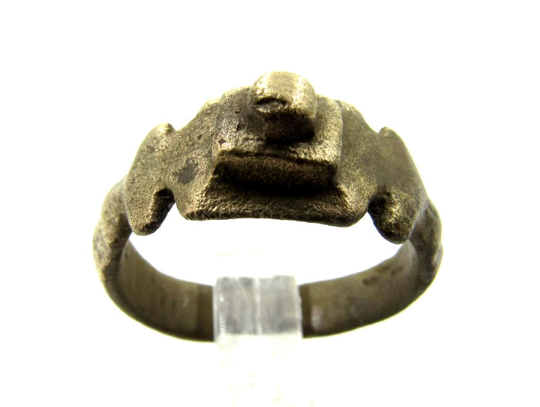 Ancient Roman Bronze Pyramid Spike Ring (1 of 3)