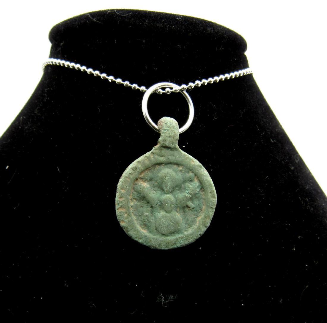 Ancient Byzantine Bronze Pendant with Mary & Jesus (1 of 2)