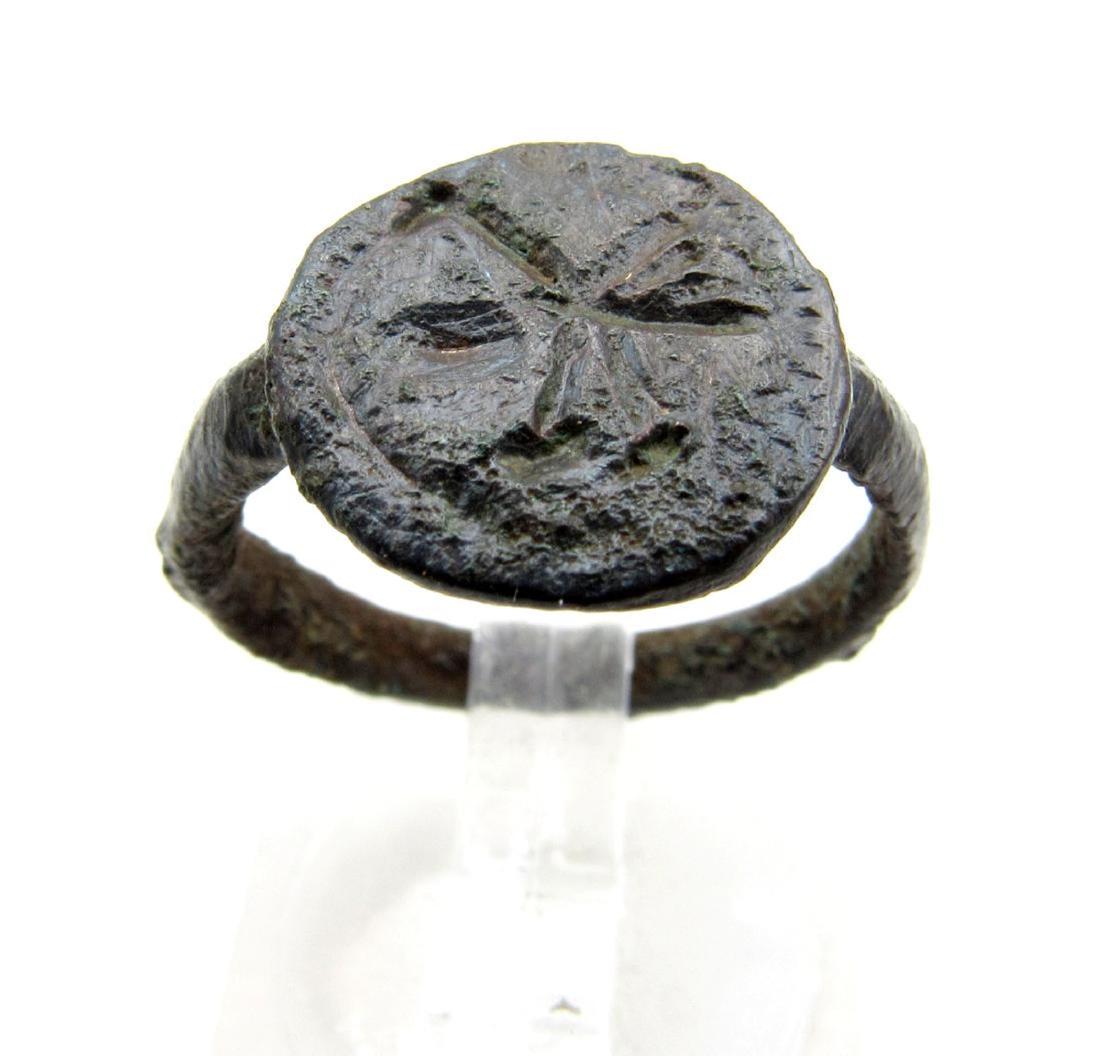 Ancient Roman Bronze Ring with a Peacock on the Bezel (1 of 3)