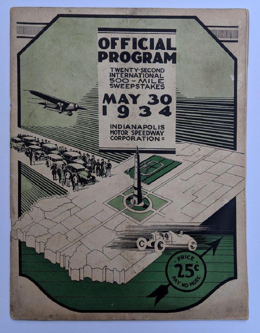 1934 INDIANAPOLIS MOTOR SPEEDWAY OFFICIAL PROGRAM 22nd (1 of 5)