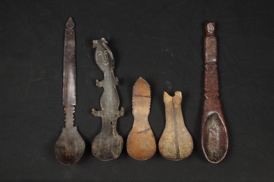 5 Carved Ceremonial Timor Spoons (1 of 20)