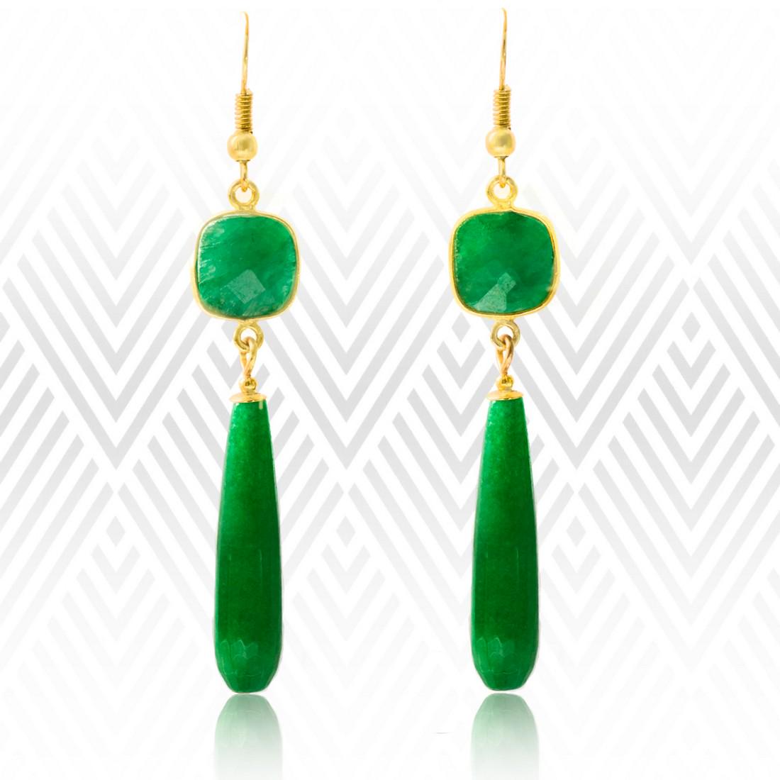 Emerald and Imperial Jade Drop Earrings (1 of 4)