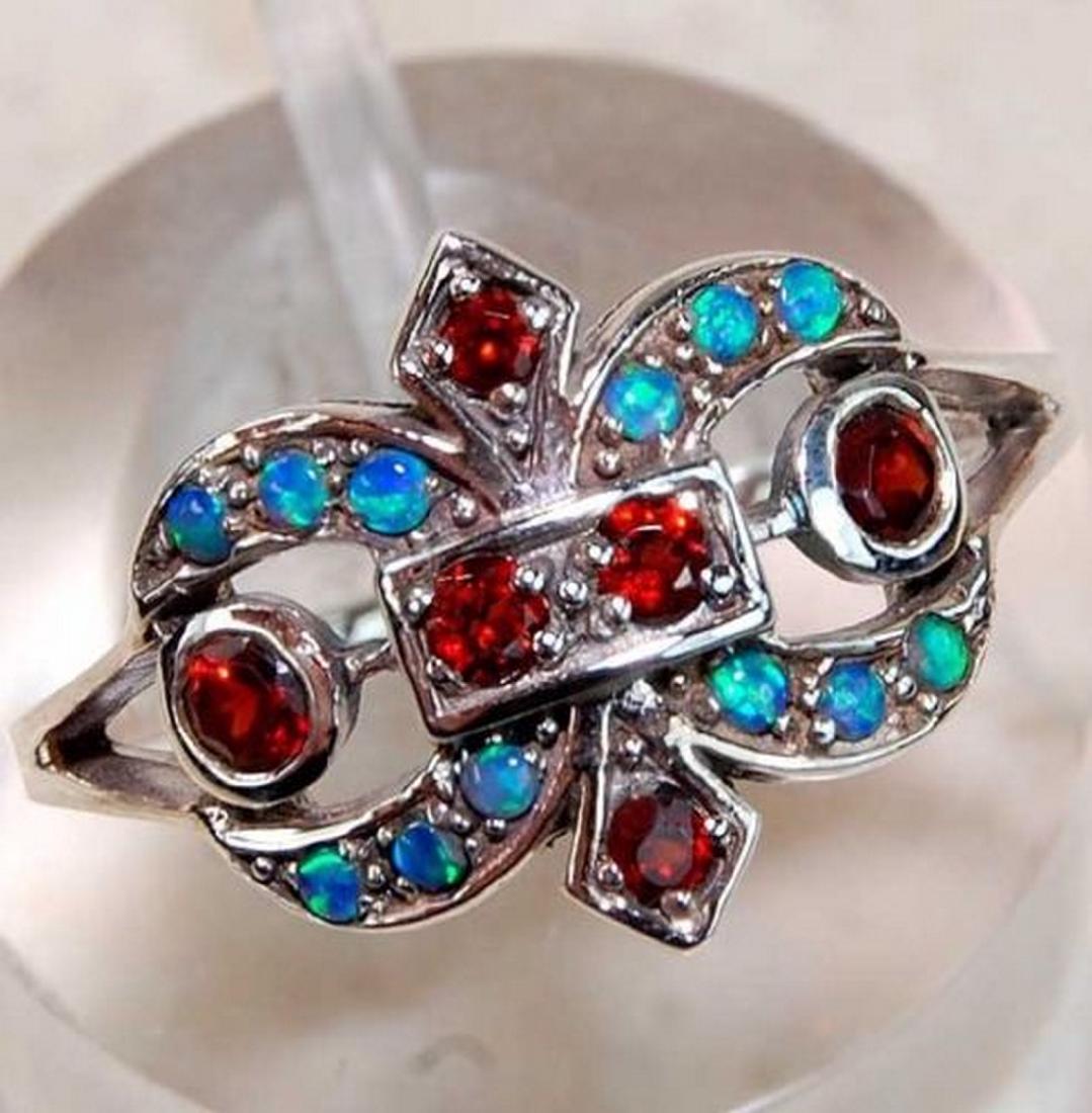 1CT Garnet 925 Solid Sterling Silver Art Deco (1 of 1)