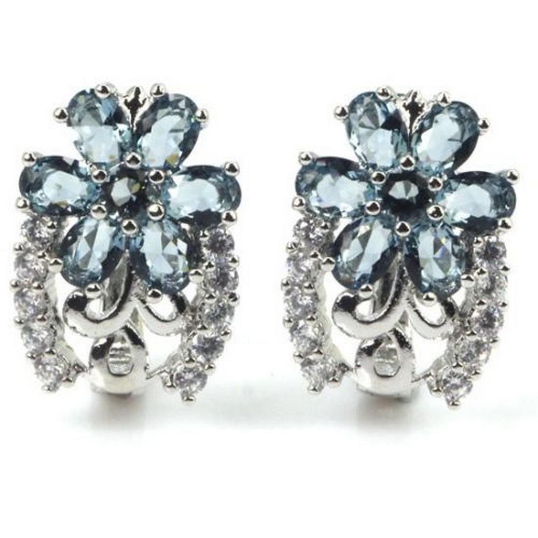 London Blue Topaz, CZ 925 Silver Earrings (1 of 2)