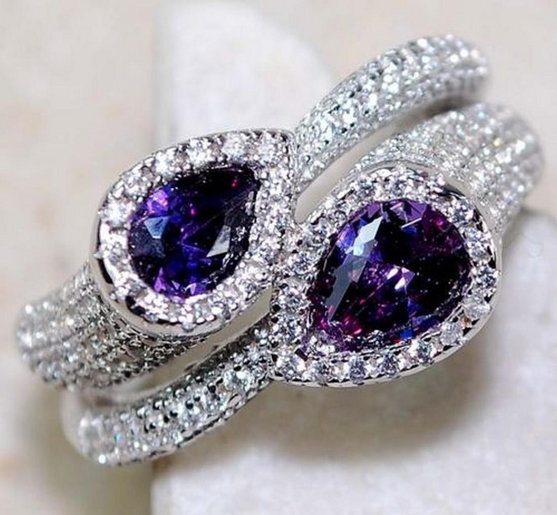 3CT Amethyst & White Topaz 925 Solid Sterling Silver (1 of 3)