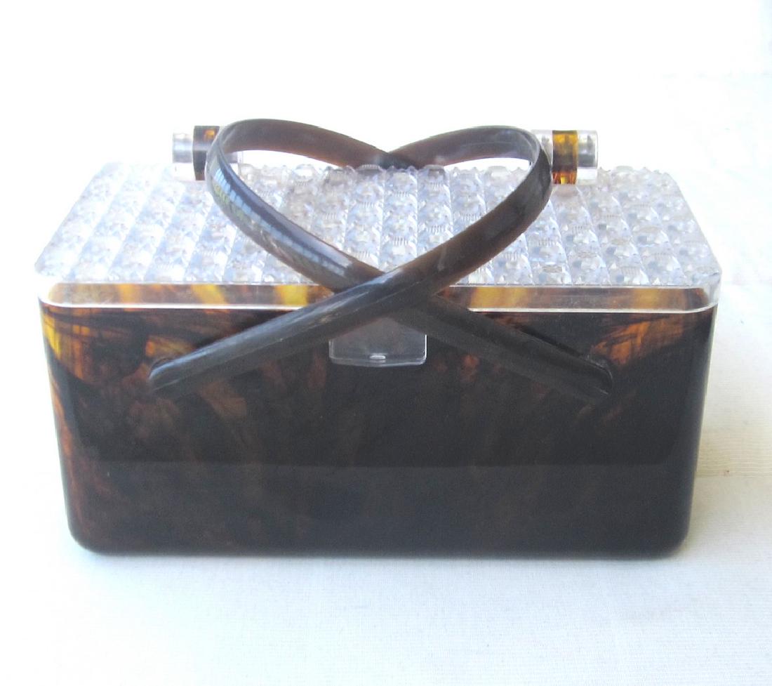 Mid Century Faux Tortoise Shell Lucite Handbag (1 of 4)