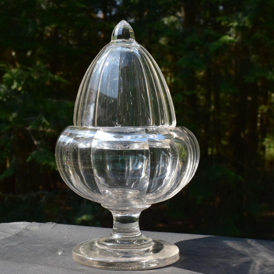 Early American Flint Glass Covered Sugar Bowl Wheeling