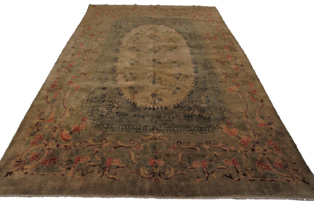 9x12. Art Deco rug Handmade Aubusson Green 9x11.4 (1 of 9)