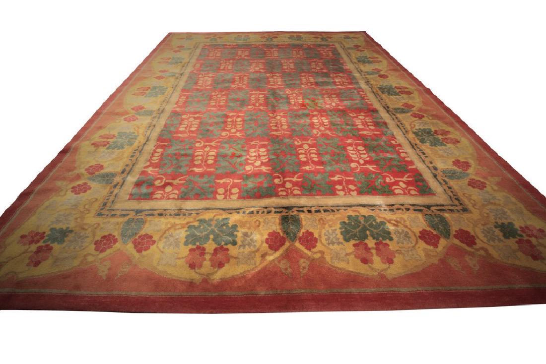 Vintage Arts & Crafts Pink Yellow Wool Rug 8.10x11.8 (1 of 10)