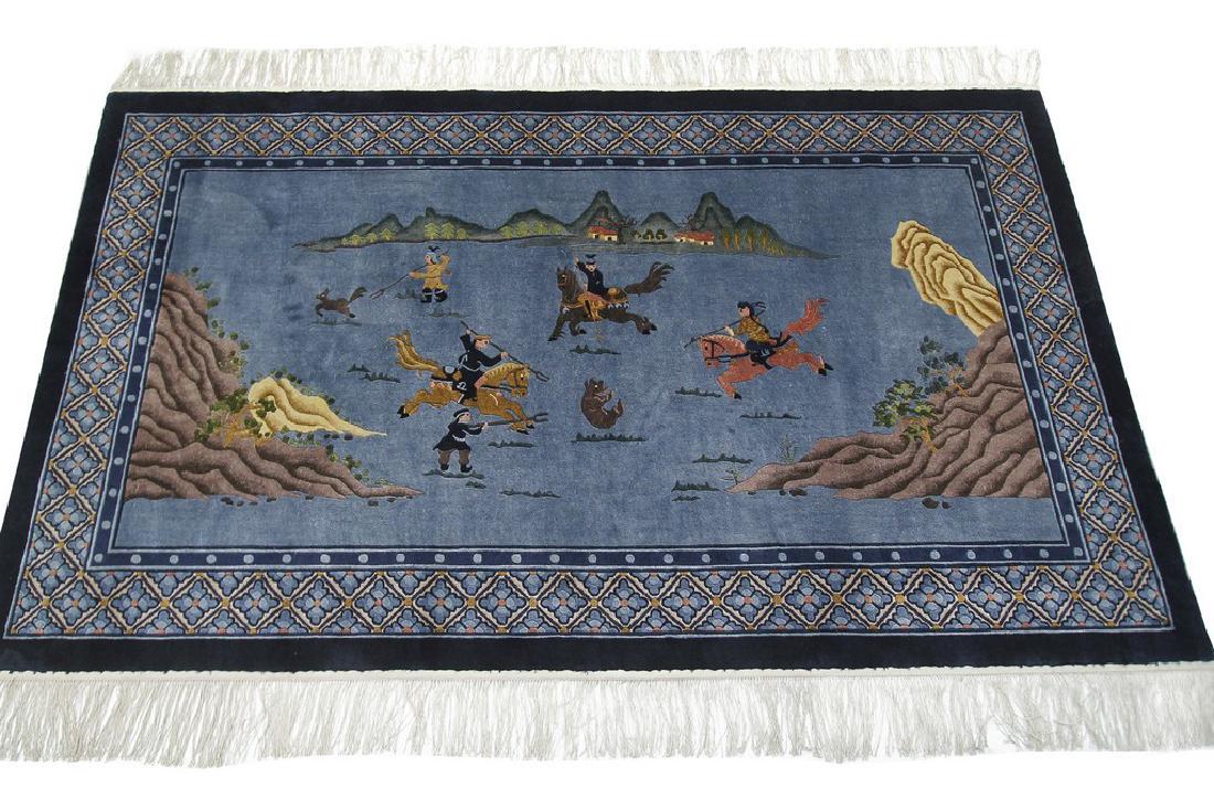 Vintage Silk Chinese Rug Tapestry Light Blue 4.1x7 (1 of 10)