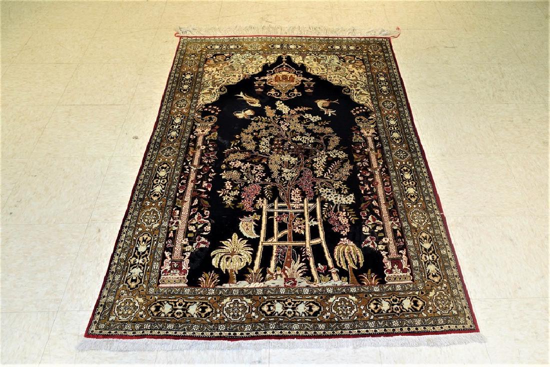 Very Silk Qum prayer and tree of life Rug 5x3.7 (1 of 5)