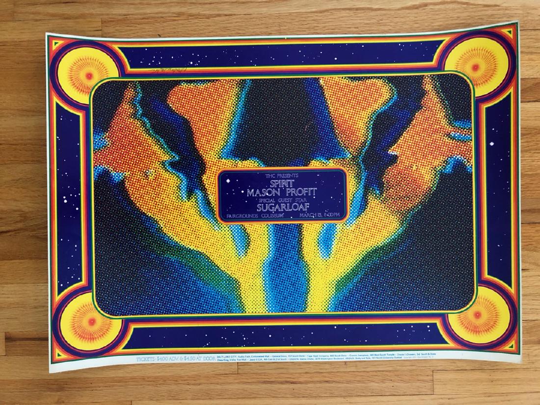 SPIRIT - MASON PROFIT and SUGARLOAF: SPIRIT - MASON PROFIT and SUGARLOAF. 1971 approx. Salt Lake City Fairgrounds. on Heavy Stock. Wonderful Art. Please note that this lot has a confidential reserve. When you leave a bid in advance of th