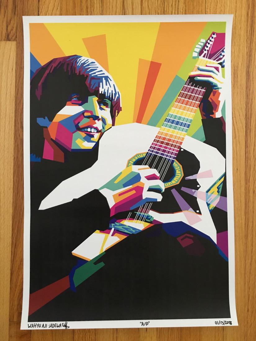 FIRST TIME OFFERED IN THE USA - LENNON GUITAR - ARTIST: FIRST TIME OFFERED IN THE USA - LENNON GUITAR - ARTIST PROOF 15 x 22 Artist Proof Signed by Artist Dated by Artist High Quality Artist Proof Gicleé Print Glossy stock Printed in Indonesia Never befor