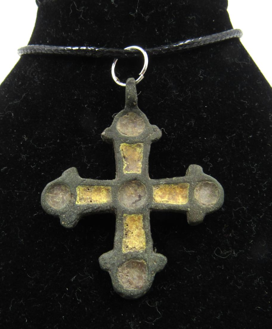 Medieval Viking Era Enamelled Bronze Cross Pendant (1 of 3)