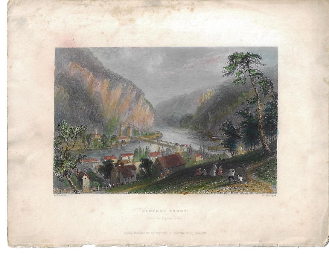 1838 Colored Engraving Harper's Ferry Bartlett (1 of 1)