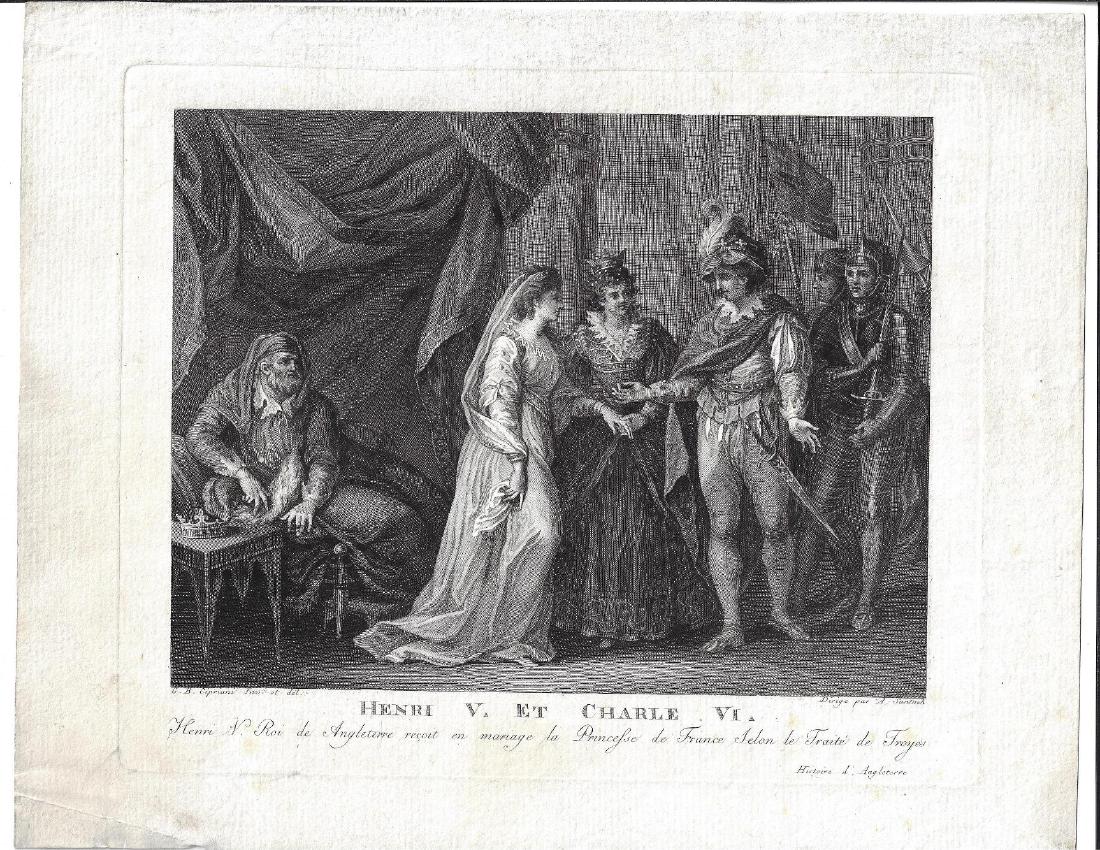 1780 Engraving of Henry V and Charles VI (1 of 1)