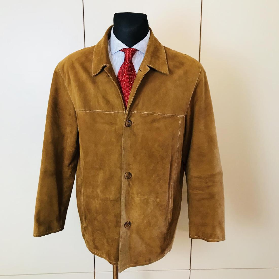 Vintage Men's Brown Suede Leather Jacket Coat Size 40 (1 of 8)
