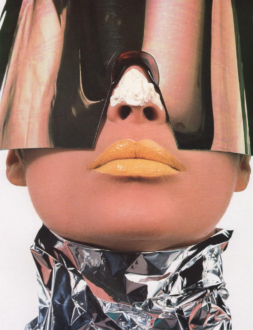 IRVING PENN - Woman with Sun Block, NY, 1966: Artist: IRVING PENN Print Title: Woman with Sun Block, NY, 1966 Medium: Photolitho Printed 1984 in the US Image size (inches) approx. 9.5 x 7” Irving Penn was an American photographer known for his 