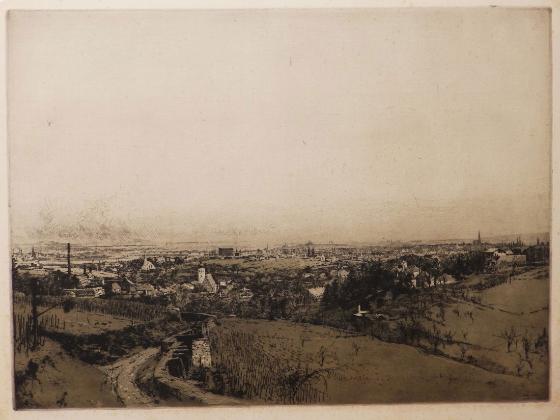 Luigi Kasimir Signed in plate Etching Near Vienn (1 of 7)