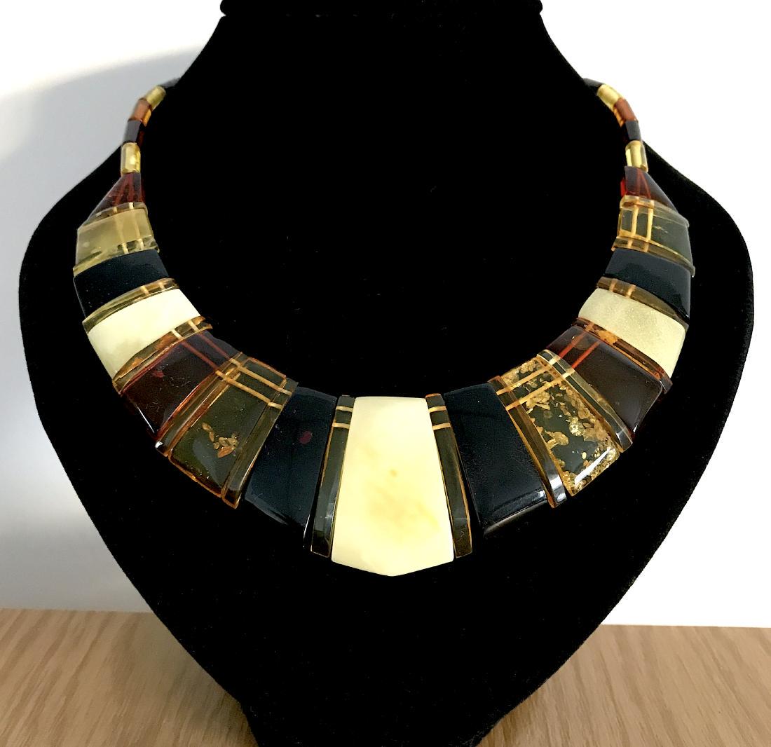 Baltic amber cut wide collar necklace 46cm 34.9 gr (1 of 9)