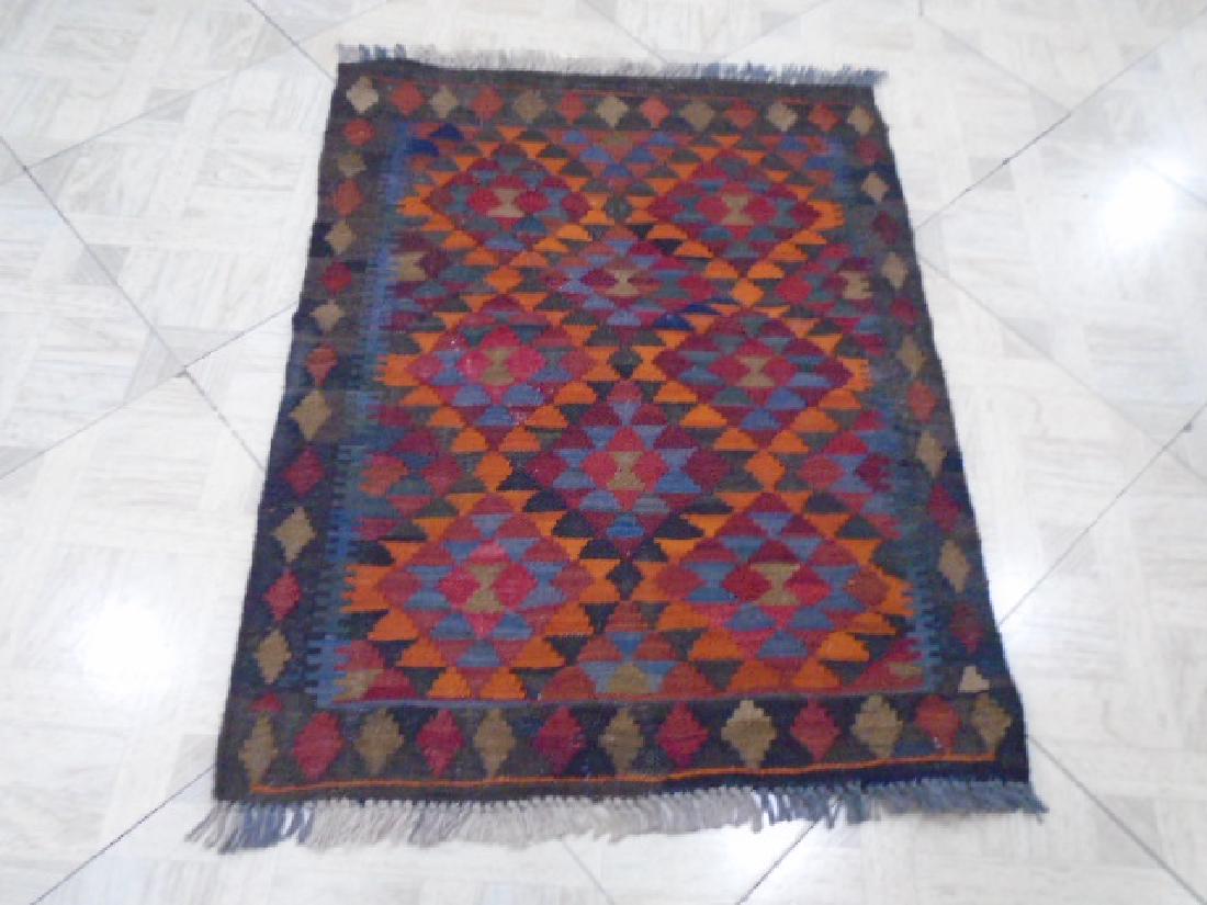Maimana Kilim Rug 3.3x2.6: Maimana Kilim Amazing hand made maimana kilim semi antique afghanistan 3.3 x 2.6 ft wool 1970 Please note that this lot has a confidential reserve. When you leave a bid in advance of the auction, subm