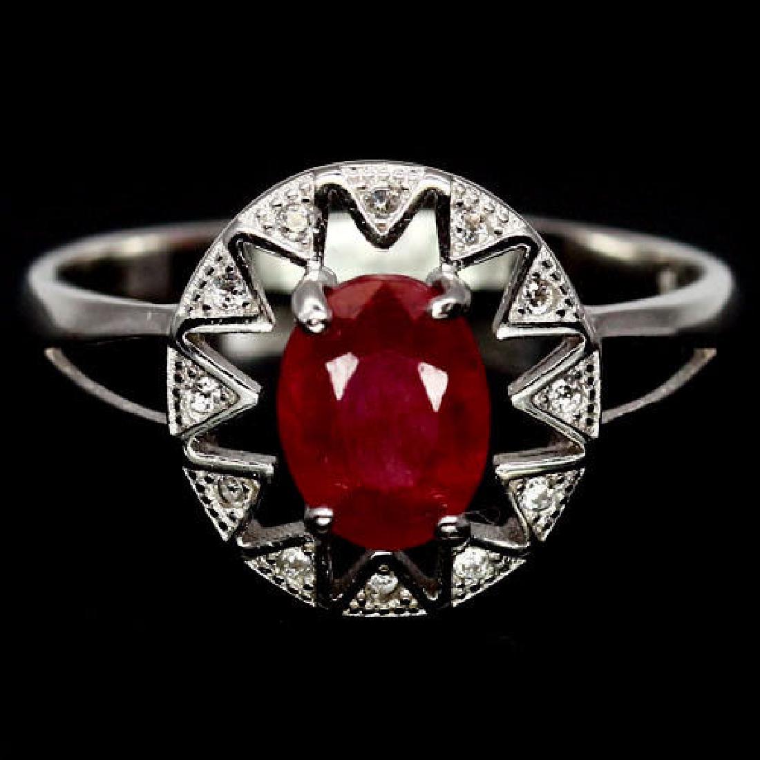 RED BERYL STERLING 925 SILVER RING WHITE GOLD (1 of 3)