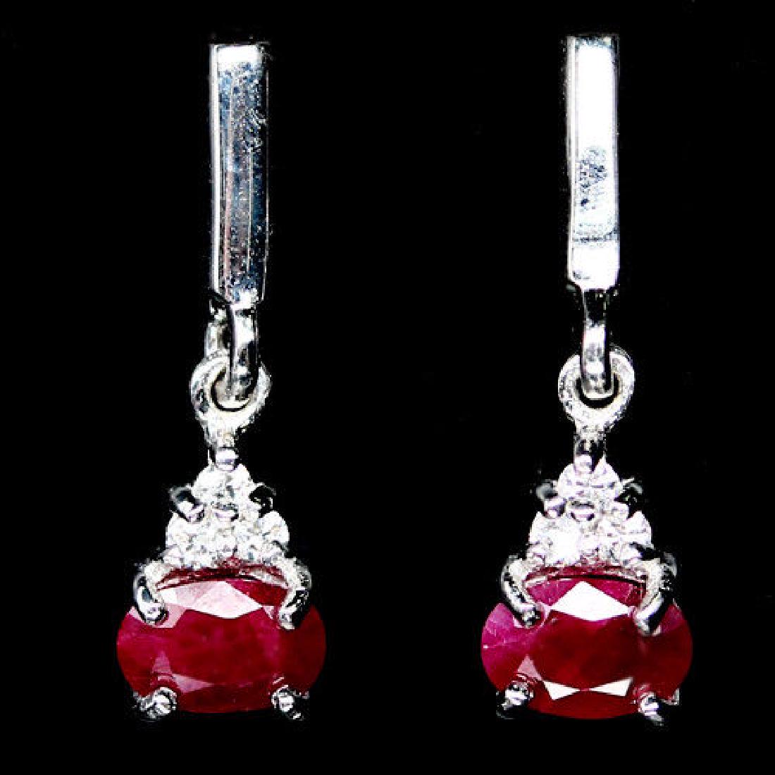 NATURAL! 4 X 6mm. DEEP RED RUBY & CZ 925 STERLING (1 of 3)