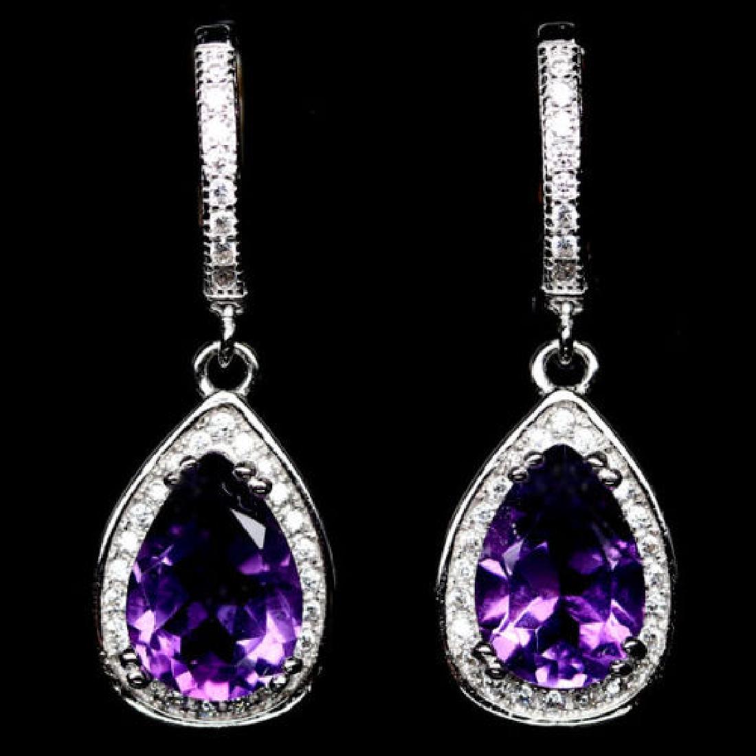PURPLE AMETHYST 925 STERLING SILVER EARRINGS (1 of 3)