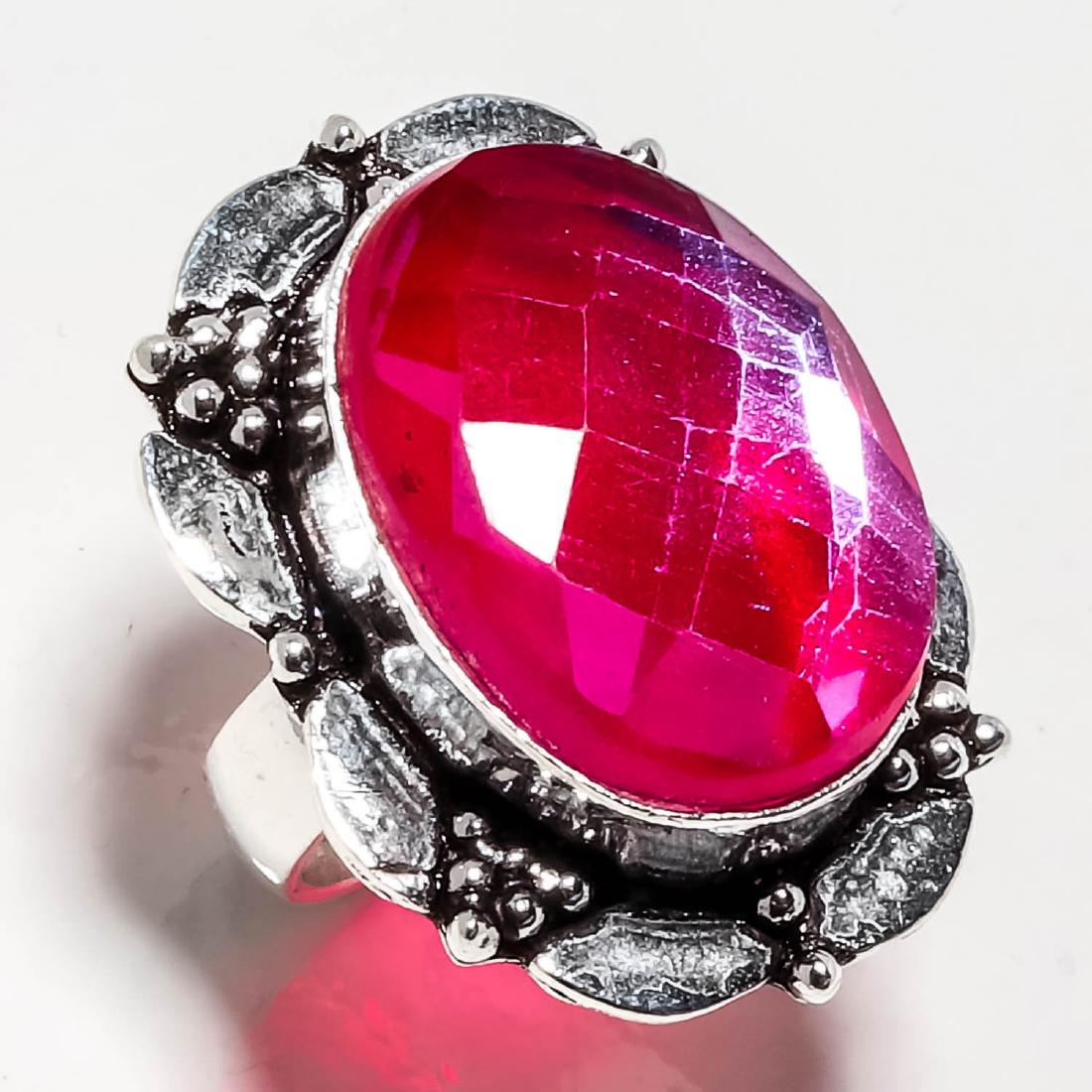 PINK MYSTIC TOPAZ 925 Sterling Silver Ring Sz 7.5 (1 of 1)
