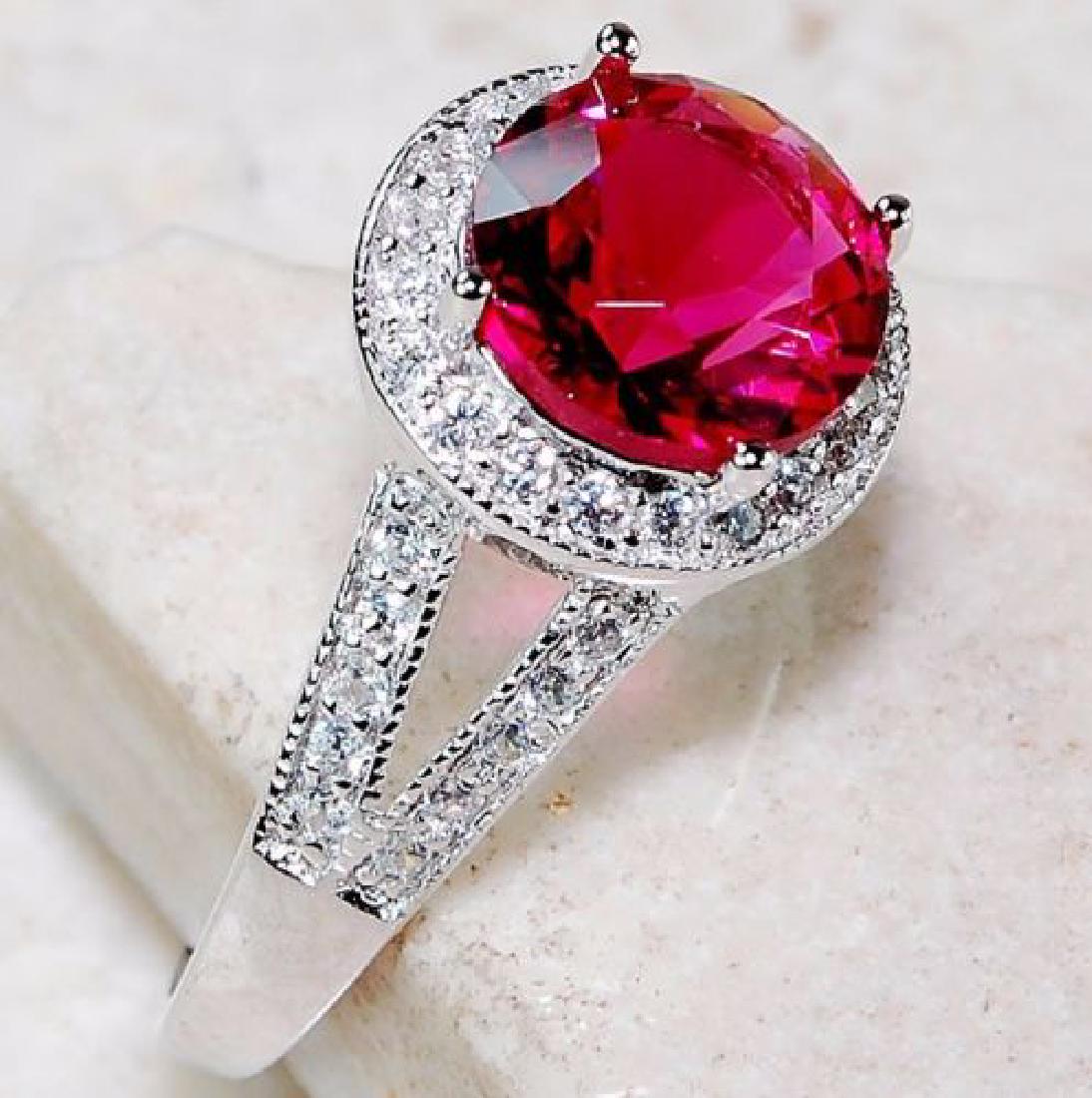 Ruby & White Topaz 925 Solid Genuine Sterling Silver (1 of 3)