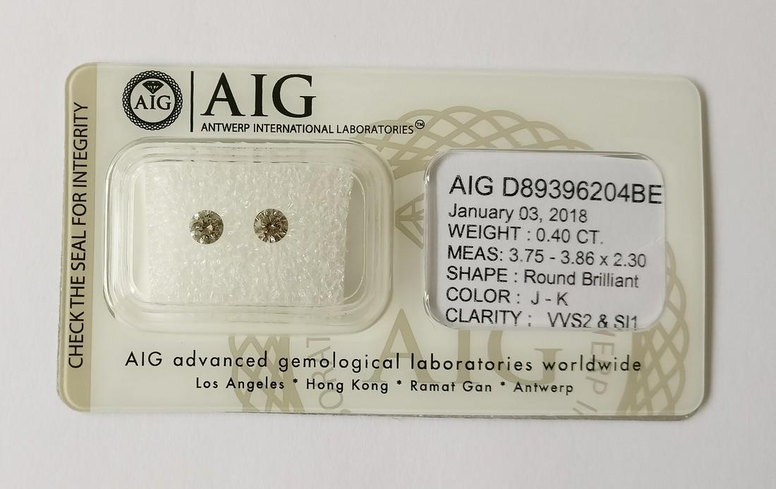 Couple of 2 Round Brilliant Cut Diamonds Total 0.40 ct (1 of 4)
