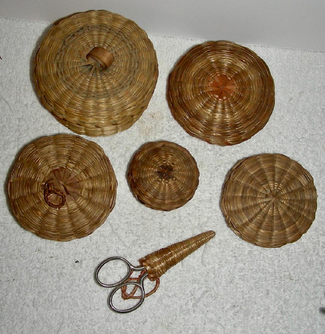 Assembled Set of 5 Vintage Sweet Grass Sewing Baskets
