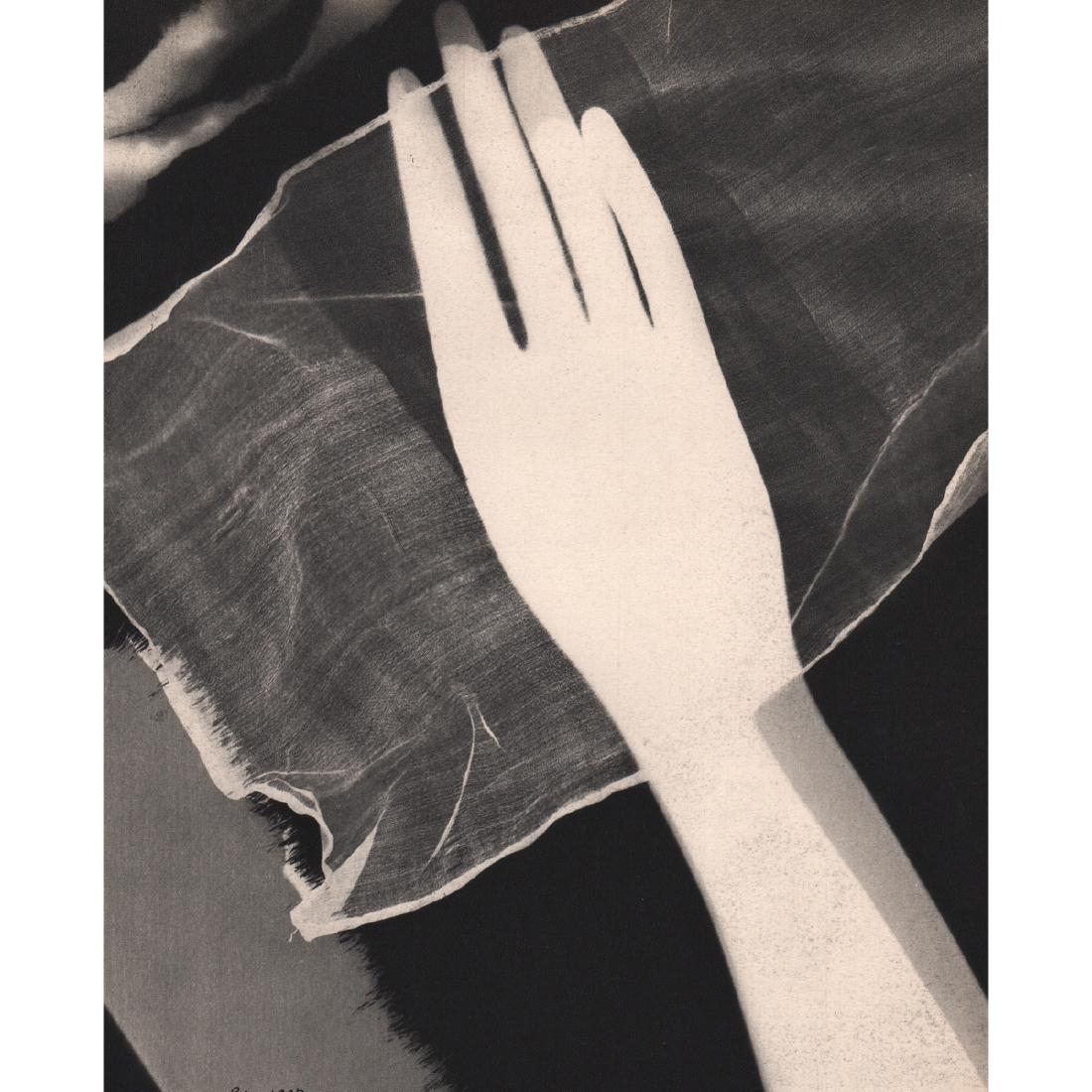 MAN RAY - Rayograph, Hand: Artist: MAN RAY Print Title: Rayograph, Hand Medium: Sheet-fed Gravure Printing Date: 1930's Printed in France Image size approx. 8 x 9.5 inches Man Ray, original name Emmanuel Radnitzky, was born on 