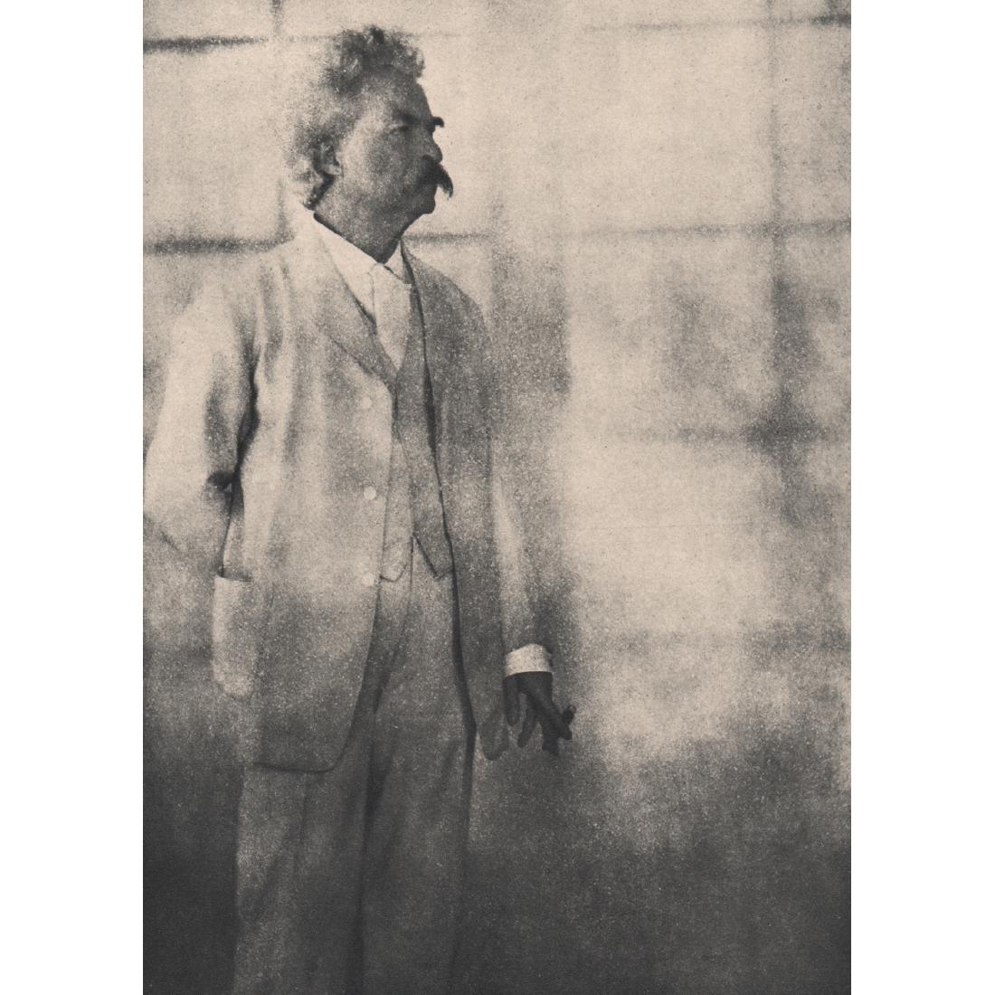 ALVIN LANGDON COBURN - Mark Twain: Artist: ALVIN LANGDON COBURN Print Title: Mark Twain, 1908 Pen name of Samuel Clemens, was an American writer, humorist, entrepreneur, publisher, and lecturer Medium: Sheet-fed Gravure Printing Date: 