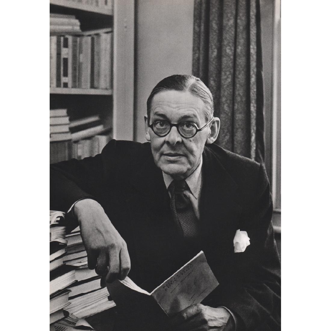 ALFRED EISENSTAEDT - T. S. Eliot: Artist: ALFRED EISENSTAEDT Print Title: T. S. Eliot Thomas Stearns Eliot, OM (1888-1965), was an essayist, publisher, playwright, literary and social critic, and "one of the twentieth century's major 