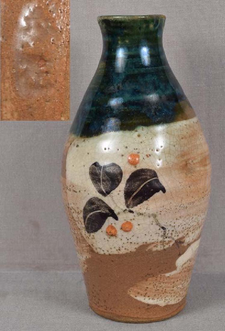 19c Japanese ceramic tokkuri Kyoto/Oribe SAKE BOTTLE (1 of 6)