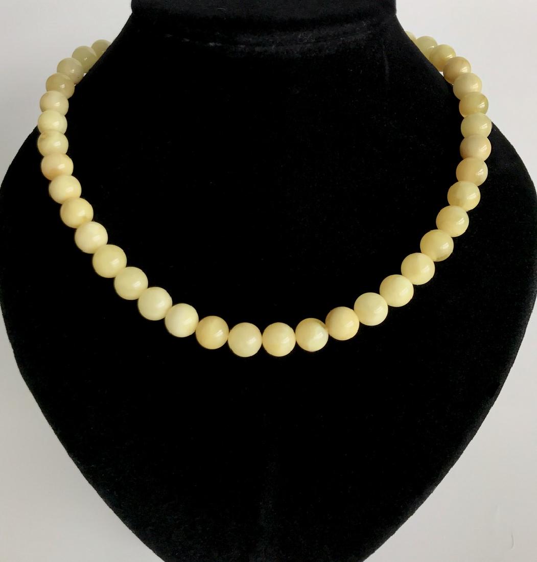 Baltic amber necklace silver 925 white beads ø10mm 45cm (1 of 7)