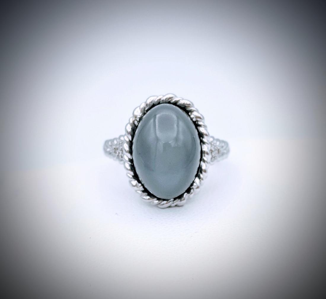 Sterling Silver Gray Moonstone Ring with Diamond Specks (1 of 4)