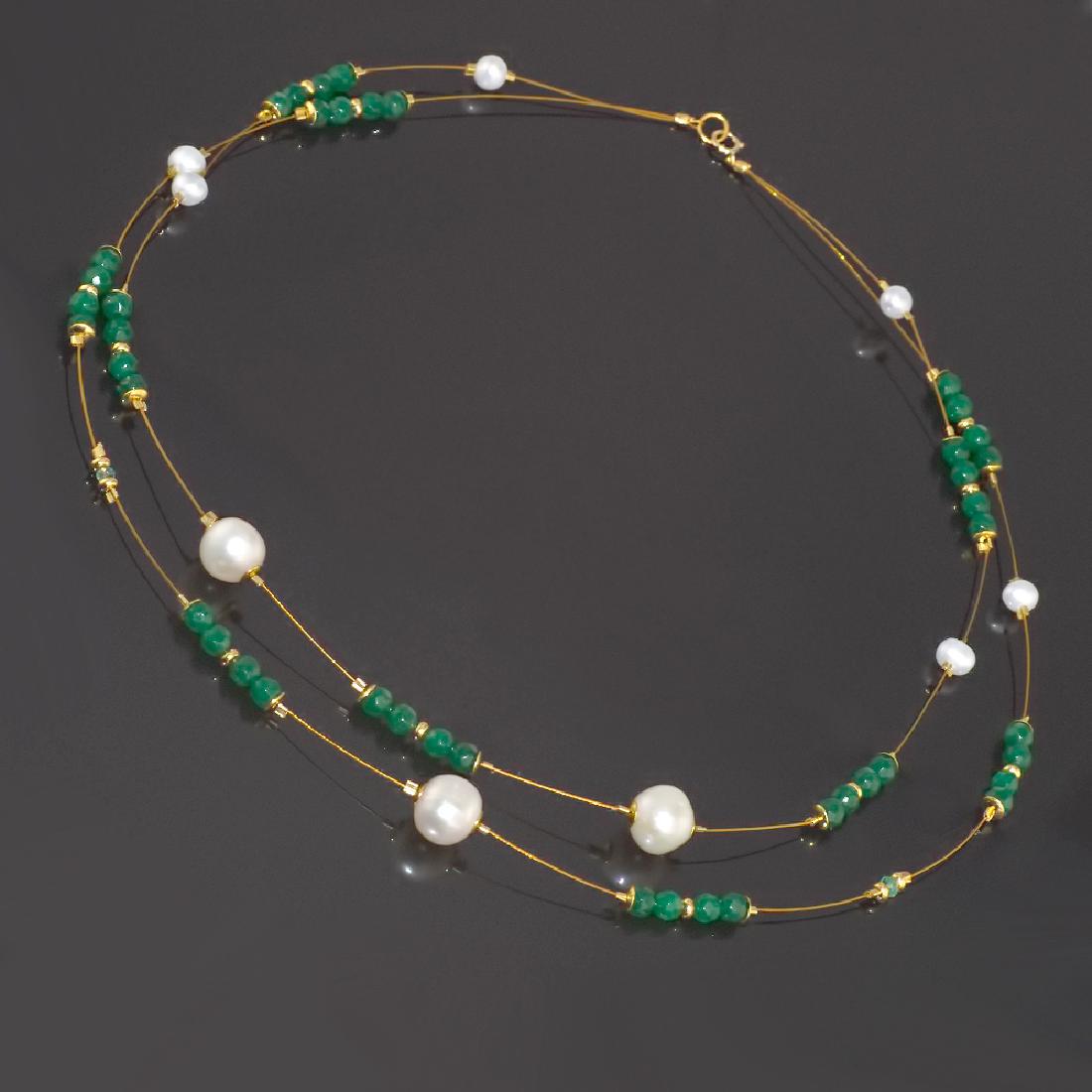 Waterfall' Necklace with Emeralds, Jade, Pearls and 14K (1 of 6)