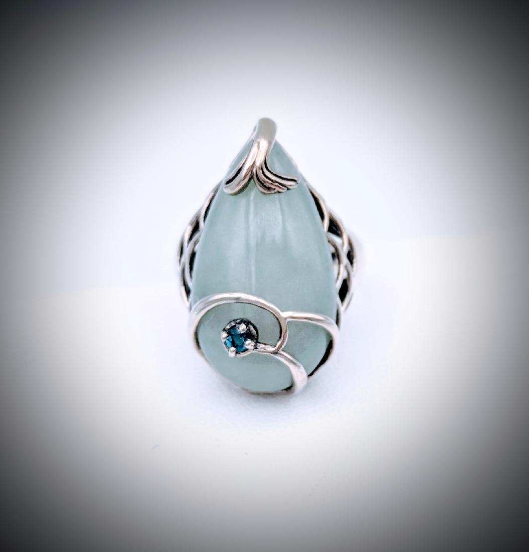 Sterling Silver Imperial Designed Jade and Blue Topaz (1 of 3)