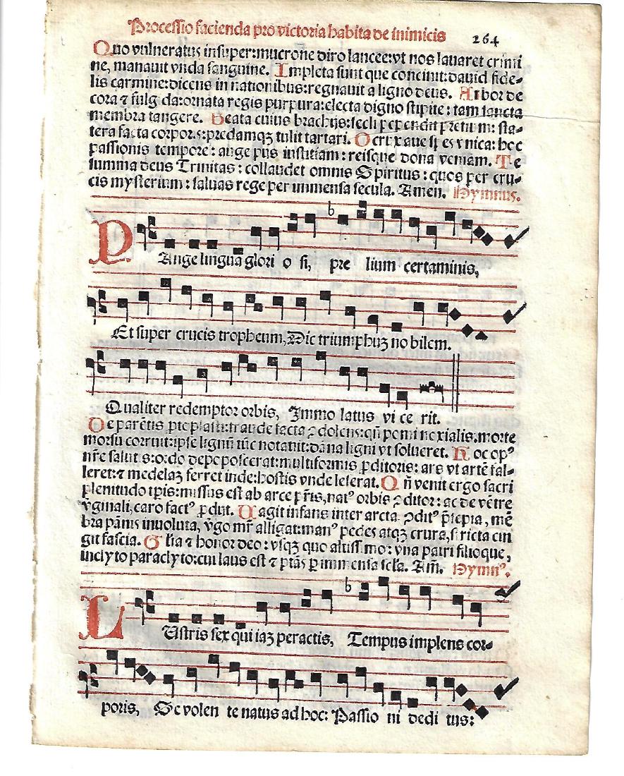 1567 Catholic Hymnal Leaf w/ Music Red and Black (1 of 2)