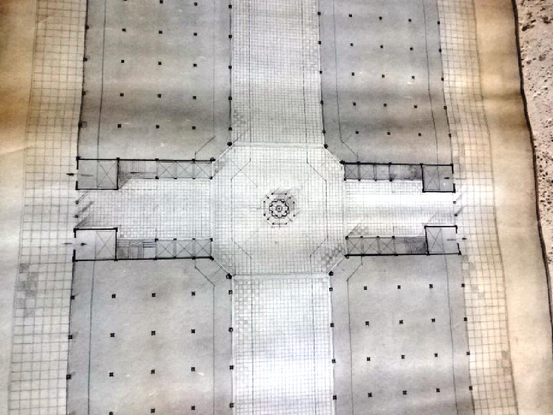 Large 19th C Hand Drawn Architectural Plan (1 of 2)