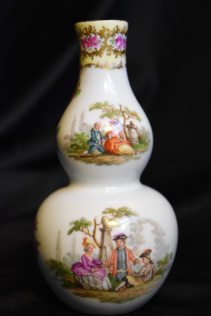 Antique Meissen Small Vase Hand Painted Flowers, Gold (1 of 5)