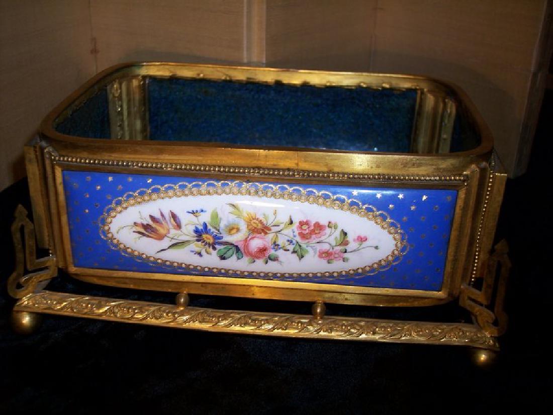 French Enamel & Ormolu Dried Flower Holder Vase Bowl (1 of 6)