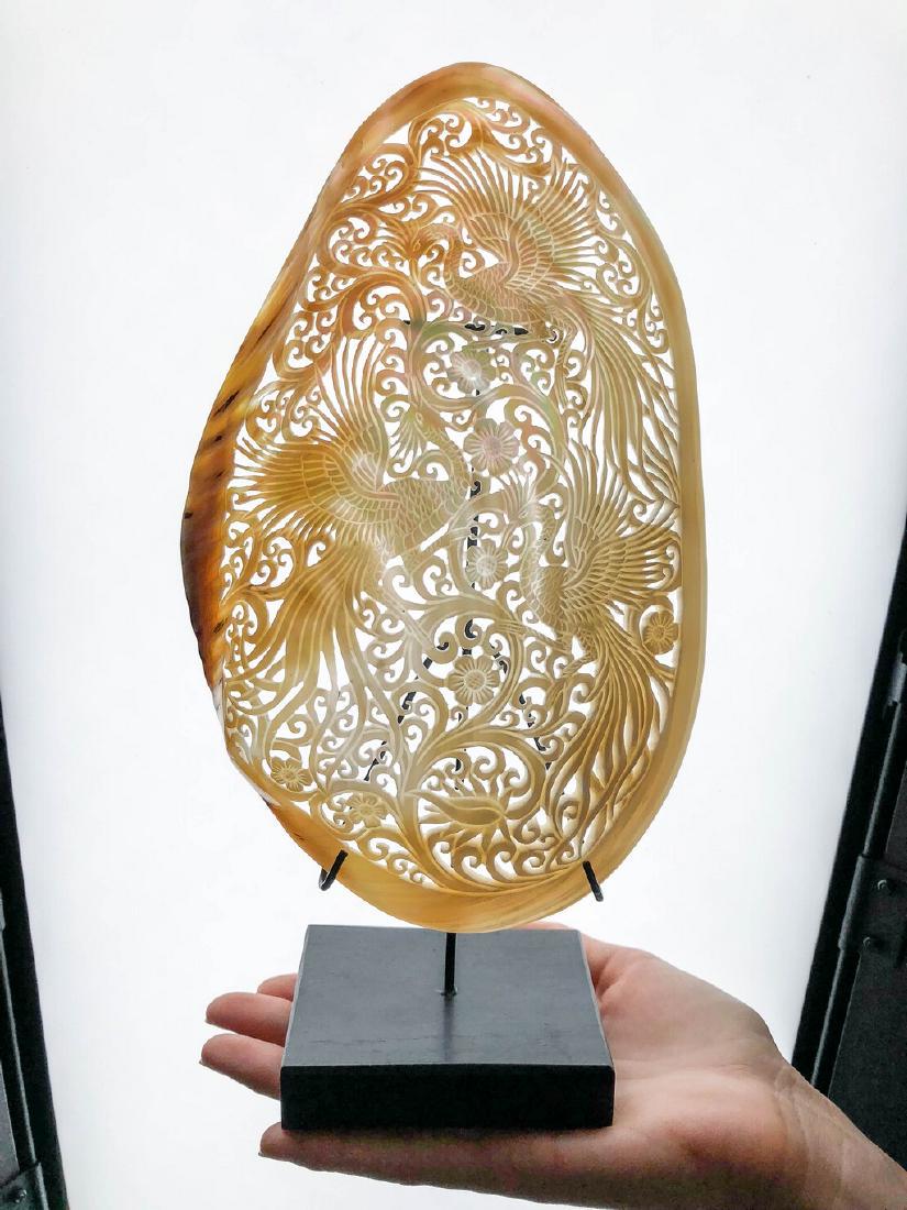 Engraved mother of pearl shell - Birds of Paradise (1 of 10)