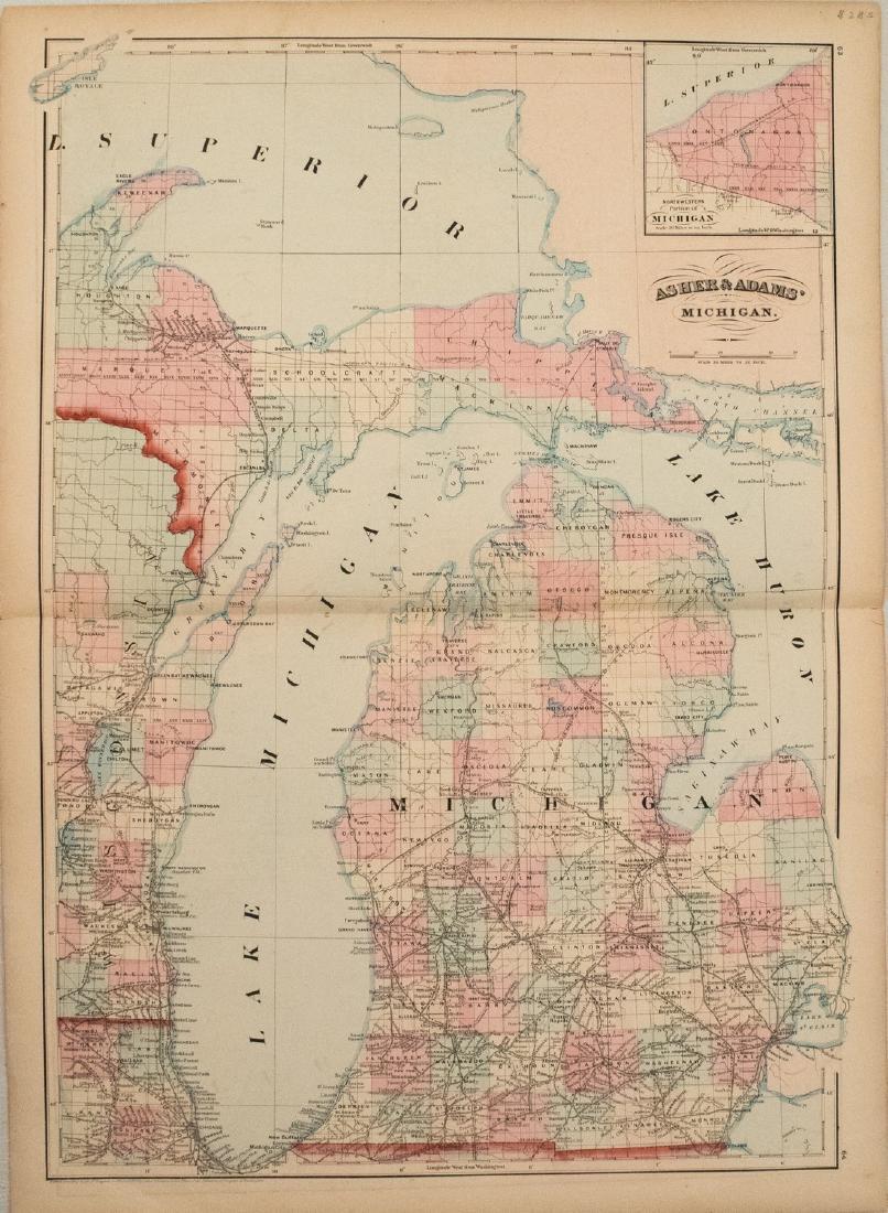 1872 Asher & Adams Map of Michigan -- Asher & Adams' (1 of 1)